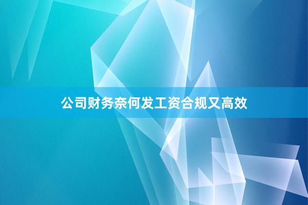 公司财务奈何发工资合规又高效