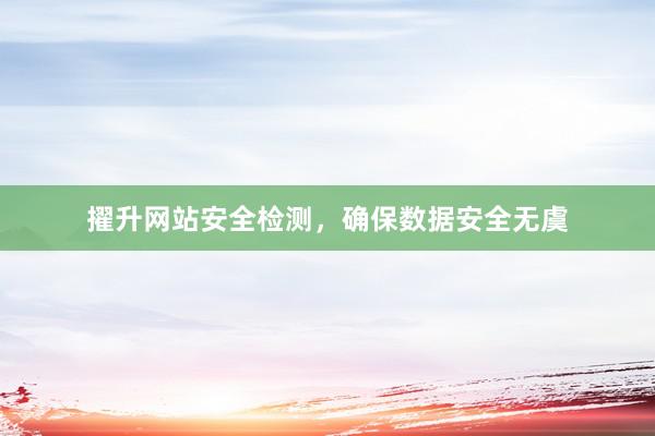 擢升网站安全检测，确保数据安全无虞